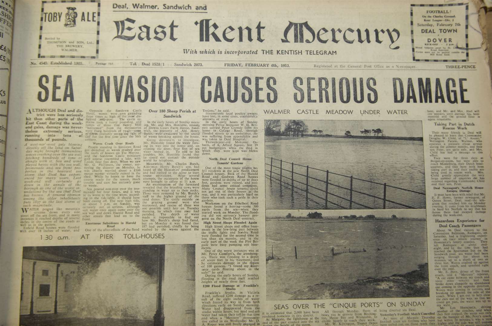 Copy pictures ..East Kent Mercury 1953..Deal Office FM2434996. (61730803)