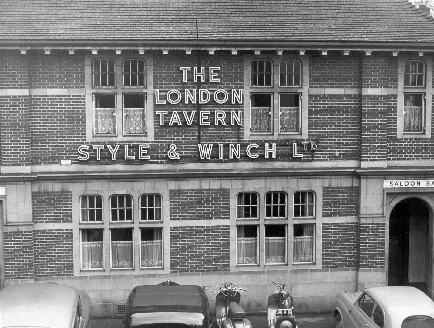 A photo taken of the London Tavern in Maidstone, February 1957, where Mu Mu now sits