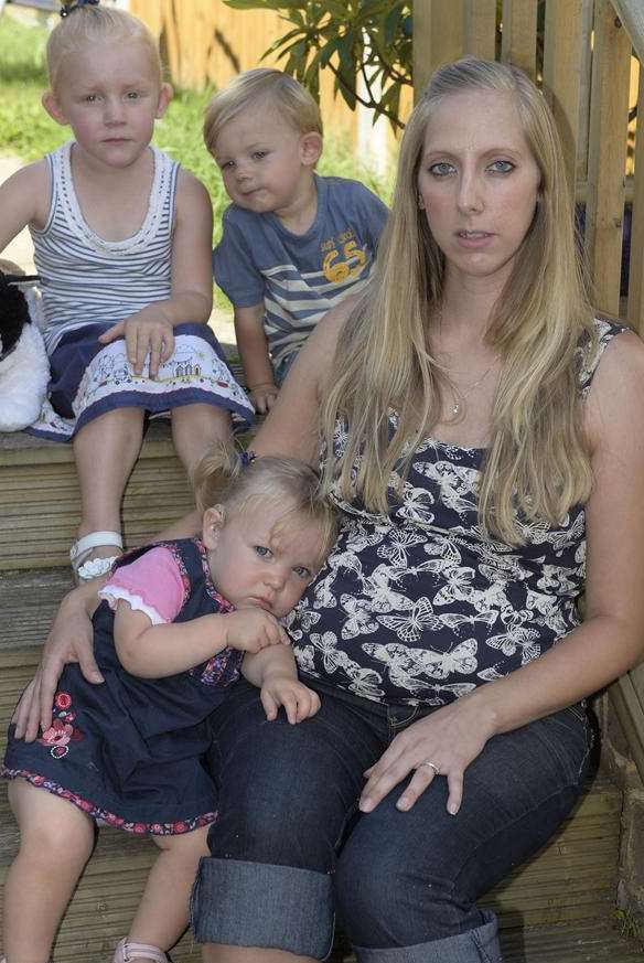 Pregnant Rachel Edwards with 18-month-old Ella Giles, Sophie Giles, four, and two-year-old Noah Edwards