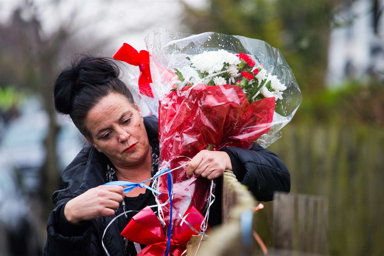 Confrontation erupted after flowers were placed at the site of the burglary Pictures: SWNS