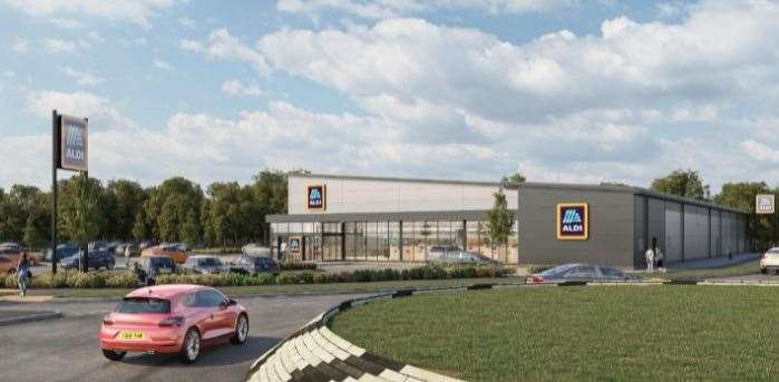 A CGI showing how the new Aldi will look