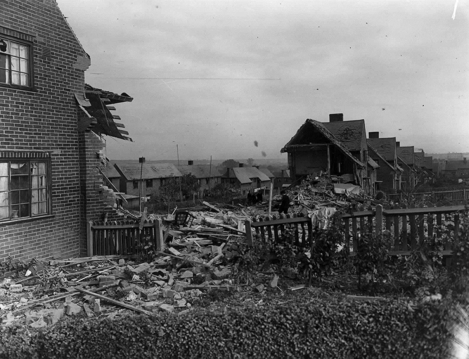 Damage was not confined to the centre of Canterbury. Houses on the Thanington estate were also destroyed in 1942