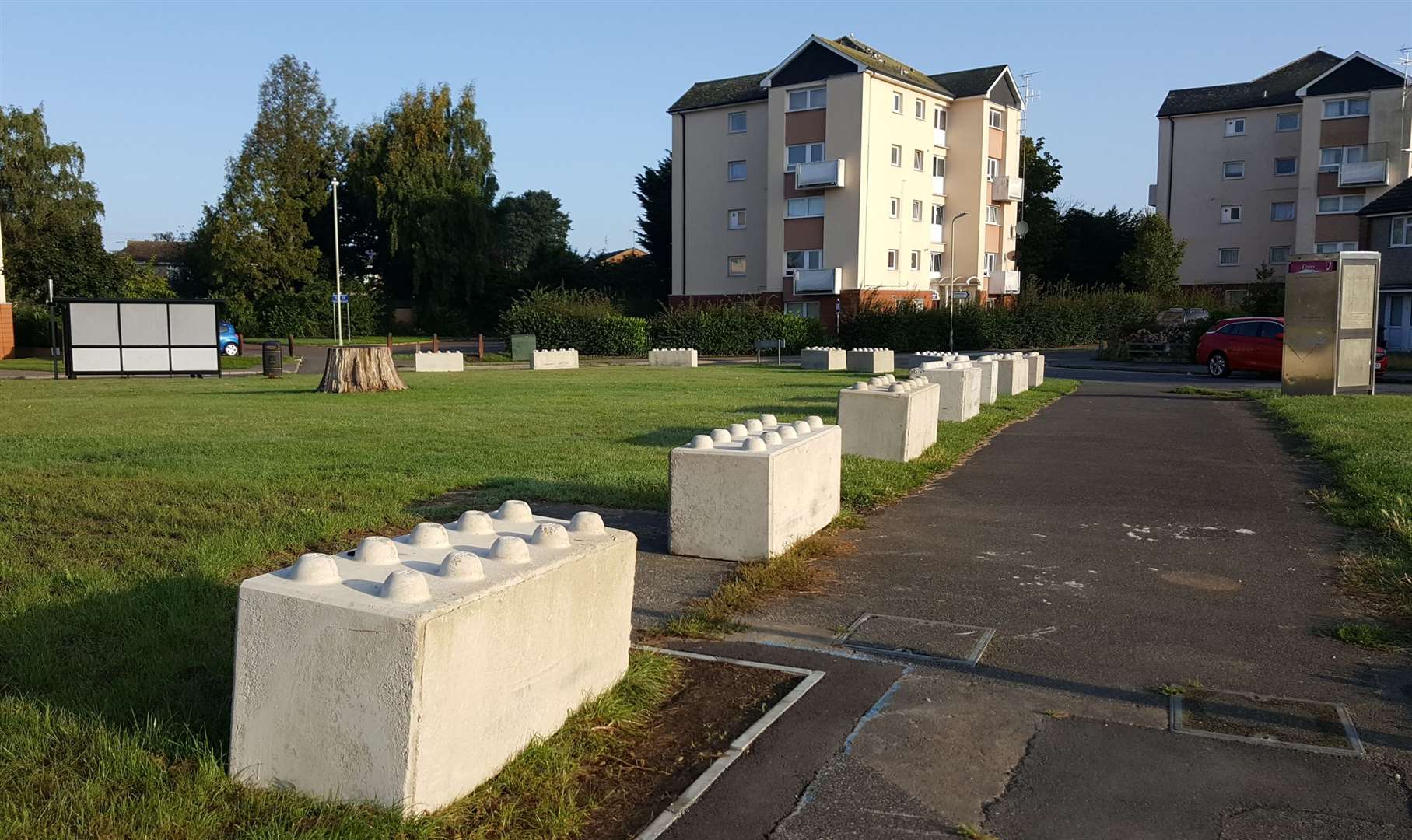 Large concrete blocks have appeared around a field in Bockhanger, with many likening them to Lego bricks