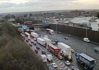 Six-mile queues at the Dartford Crossing saw traffic tailing back to the Swanley junction at J3 of the M25. Picture: Traffic England