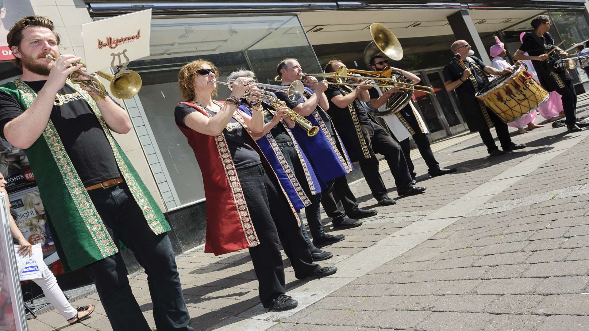 Bollywood Brass play in New Road. Picture: Andy Payton