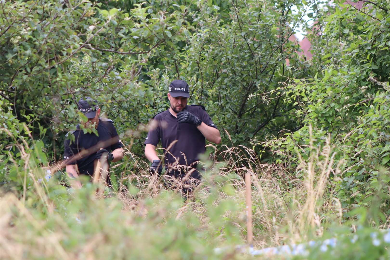 Police carrying out a search in Sittingbourne after a teenage girl was stabbed. Picture: John Nurden