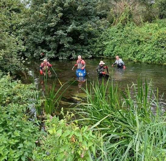 Volunteers waded in to clear rubbish from the Stour
