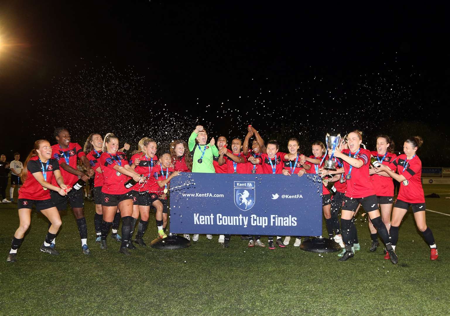 Gillingham celebrate Kent Women's Cup final glory Picture: PSP Images