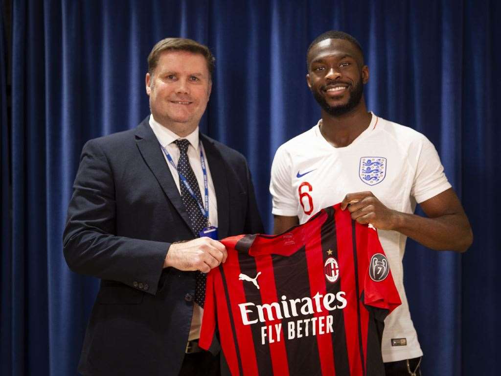 From left: Headteacher Mr Moaby and Fikayo Tomori. Picture: Gravesend Grammar School