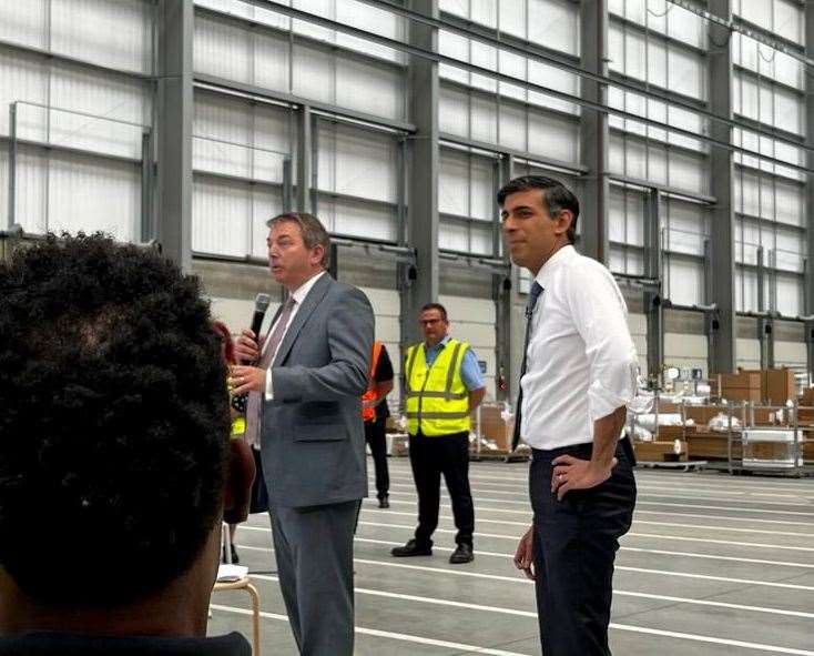 Prime Minister Rishi Sunak at the Ikea distribution centre in Dartford
