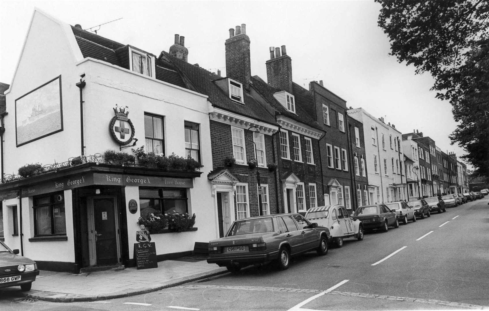 The King George V and a view of Prospect Row in 1990. Both Lord Nelson and General Kitchener once lived in the street