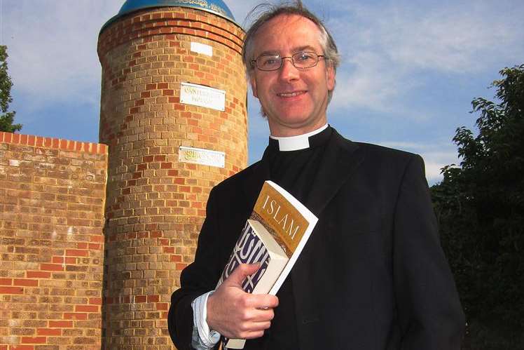 The Rev Dr Stephen Laird outside Canterbury Mosque
