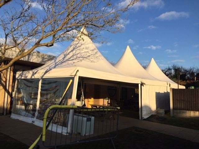 Marquees hired by Simon Langton Grammar School for Boys to ensure lessons can go ahead outside
