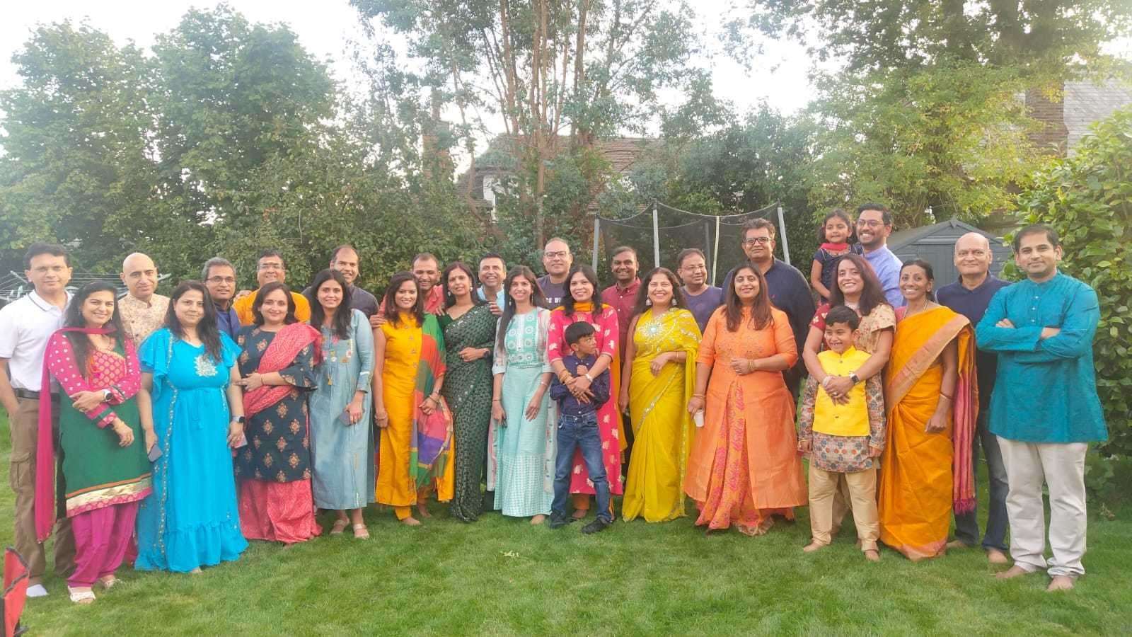 The festival of Ganesh Utsav in Tunbridge Wells. Saloni Shuklar is third from the left, and her husband is behind and to the left in blue