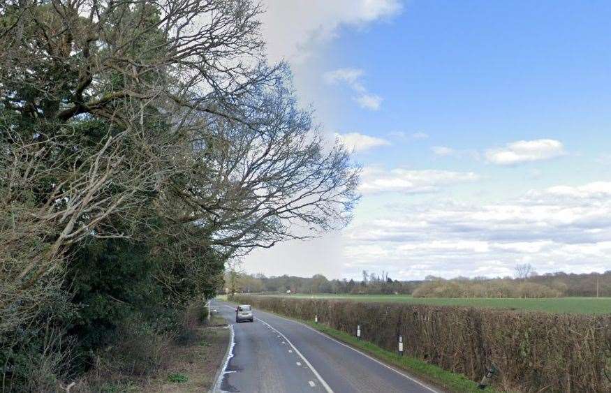 Hasmtreet Road in Ashford was blocked for two hours following a crash. Picture: Google