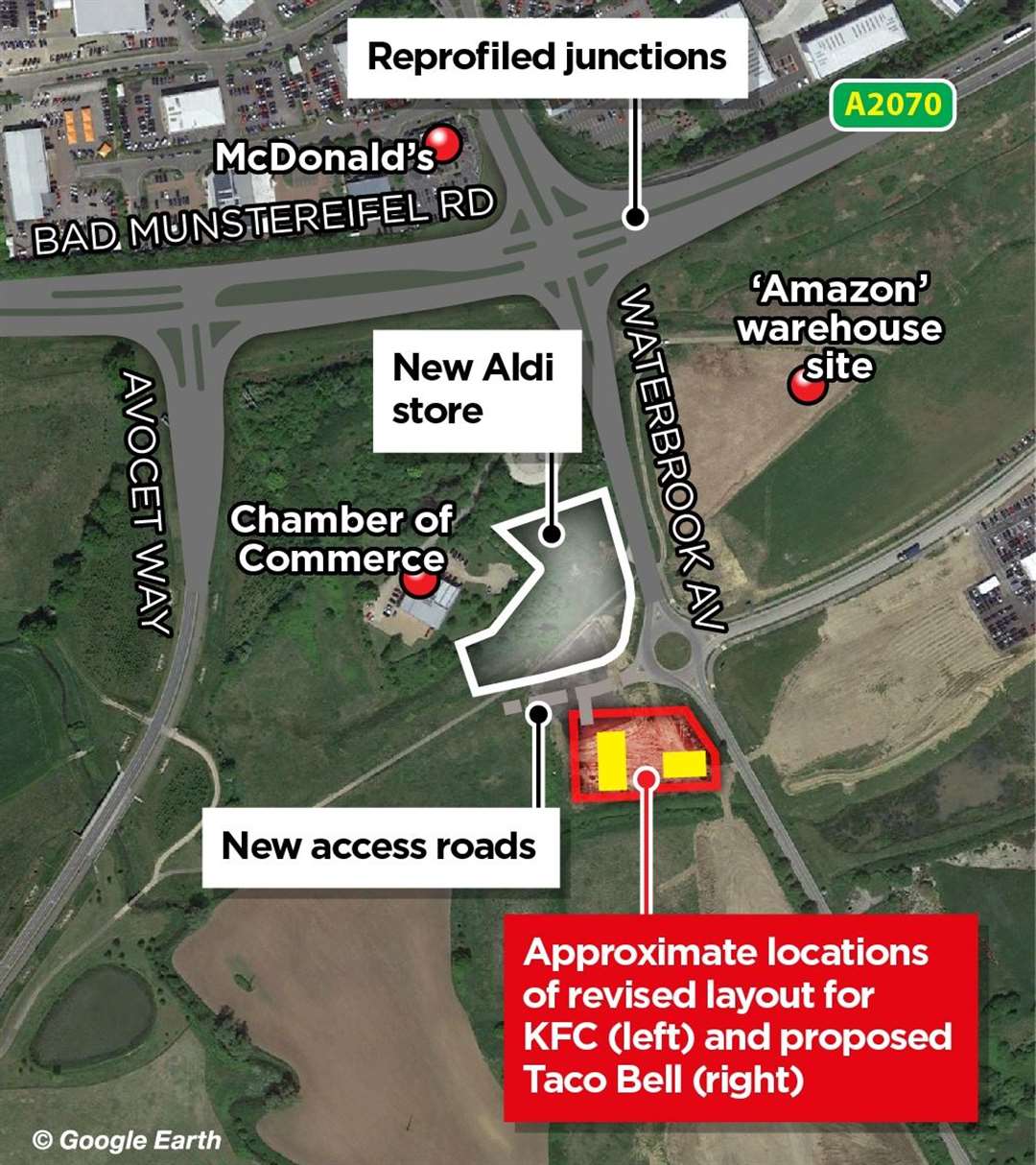 The Aldi store is set to be built on the Waterbrook Park estate off A2070 Bad Munstereifel Road