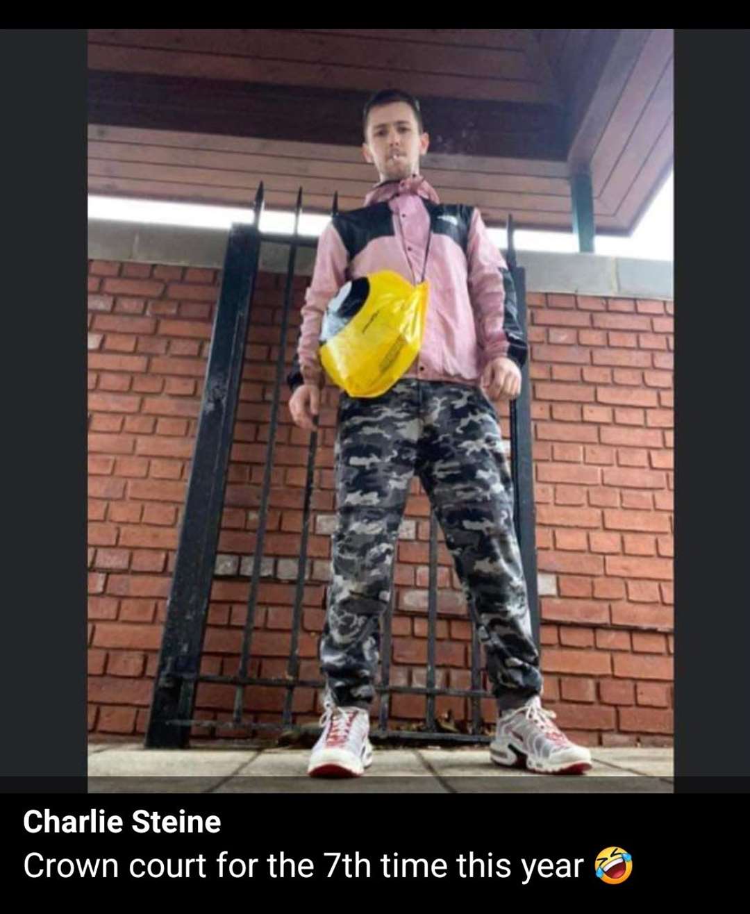 Charlie Steine laughed on Facebook about his seventh appearance at Canterbury Crown Court in a year. Pic: Facebook