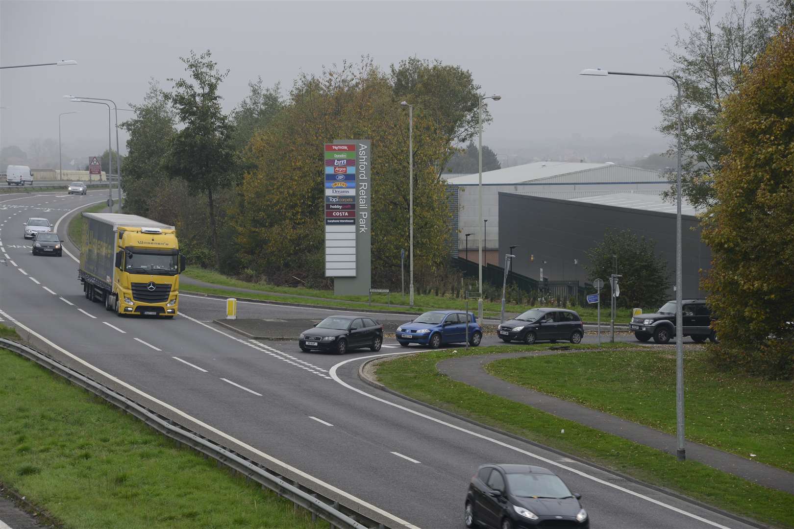 Traffic leaving the Sevington Retail Park has to join the busy A2070, which has a 70mph speed limit