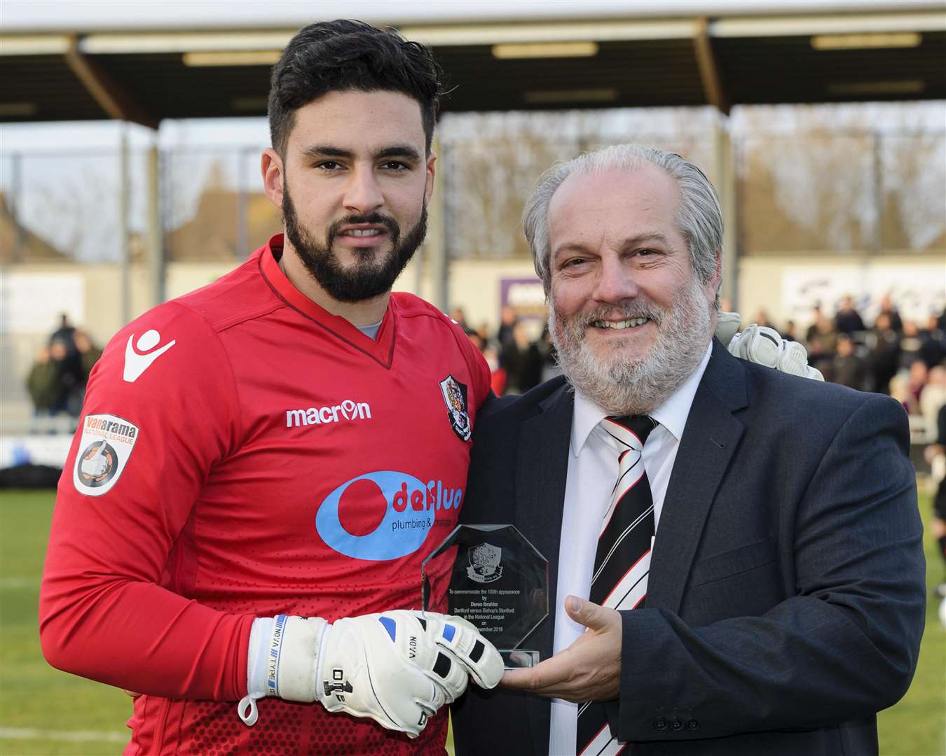 Deren Ibrahim with Dartford co-chairman Steve Irving Picture: Andy Payton