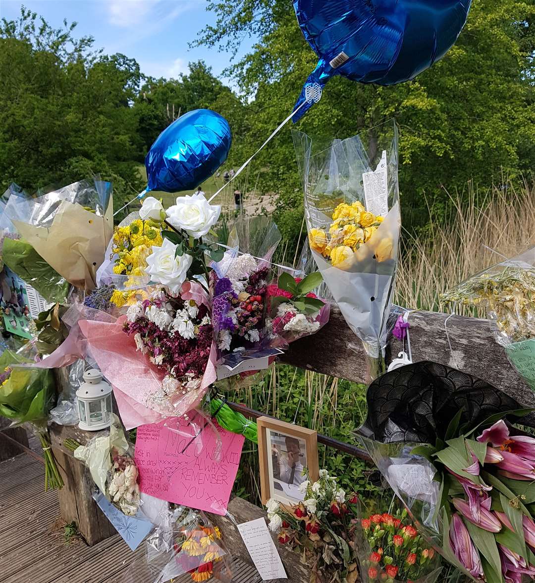 Flowers and messages were placed in Dunorlan Park in Tunbridge Wells in memory of Matthew Mackell