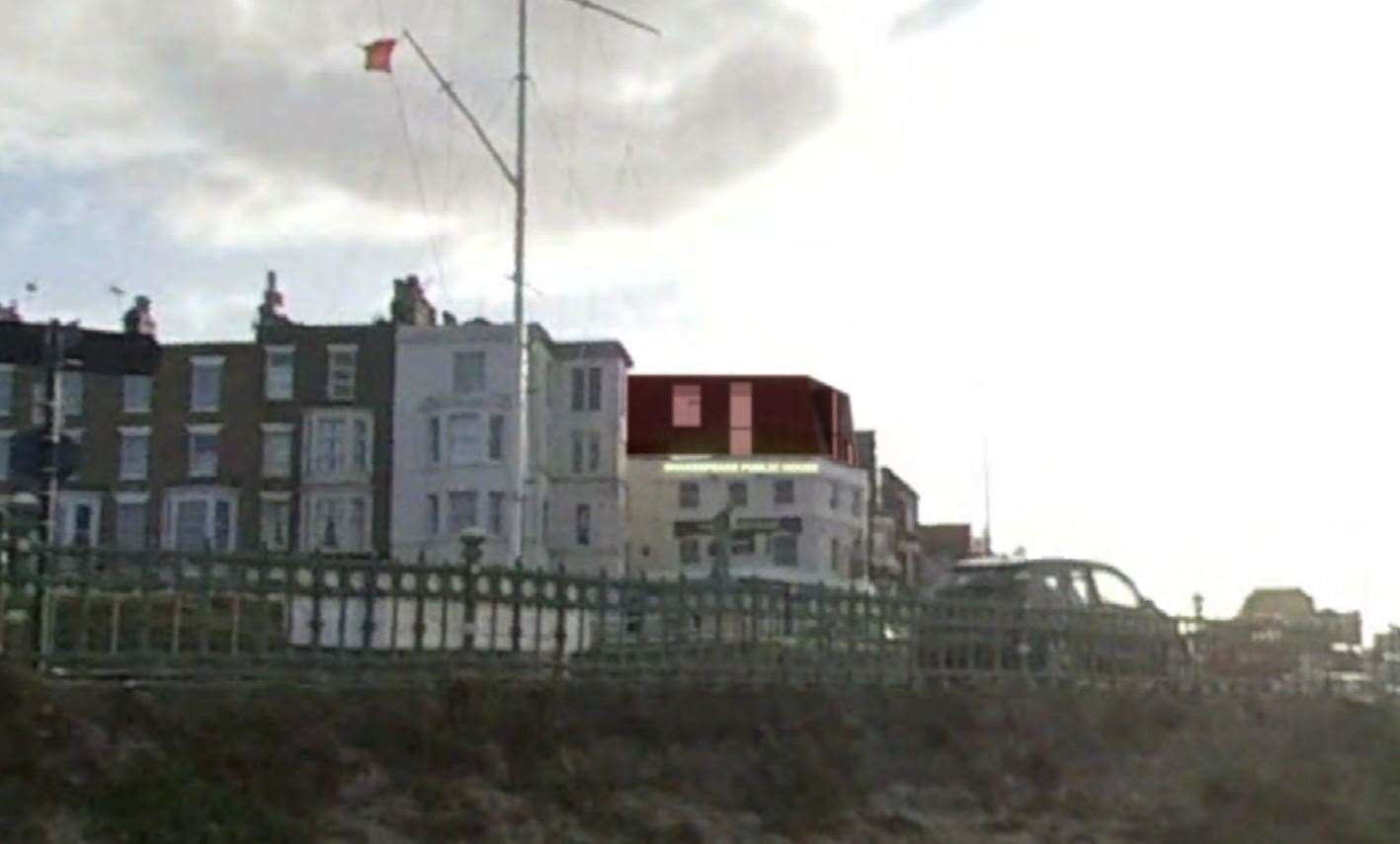 The pub would have had an extra floor and a roof terrace overlooking Margate's coastline