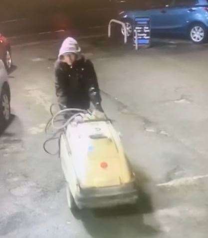 Do you recognise this man who walked off with an industrial jet washer from Kent Car Centre at Newington?