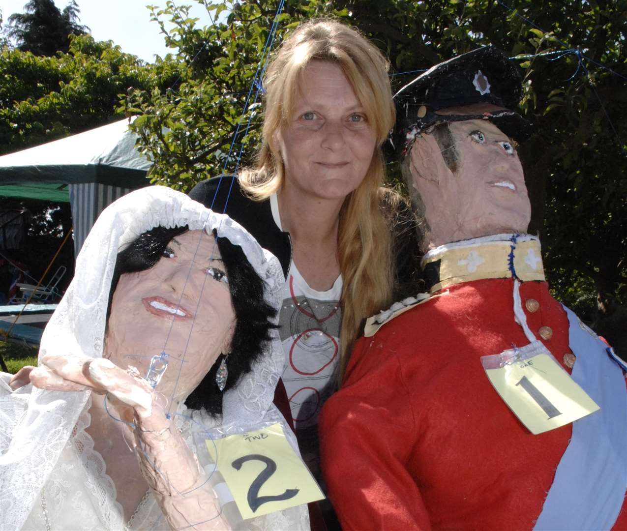 Lindy Cornich of Graveney and made Will and Kate Scarecrows to raise money for an injured soldier. Picture: Chris Davey
