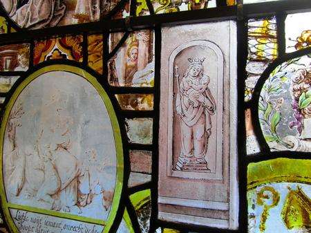 Details from the Dutch stained-glass window at the Beaney