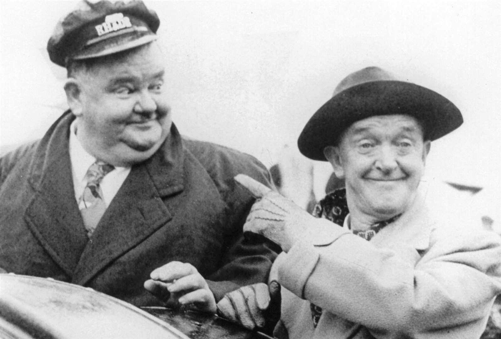 Oliver Hardy and Stan Laurel, pictured at the post war re-opening of the Romney, Hythe & Dymchurch Railway, played at the Winter Gardens in the same year, 1947