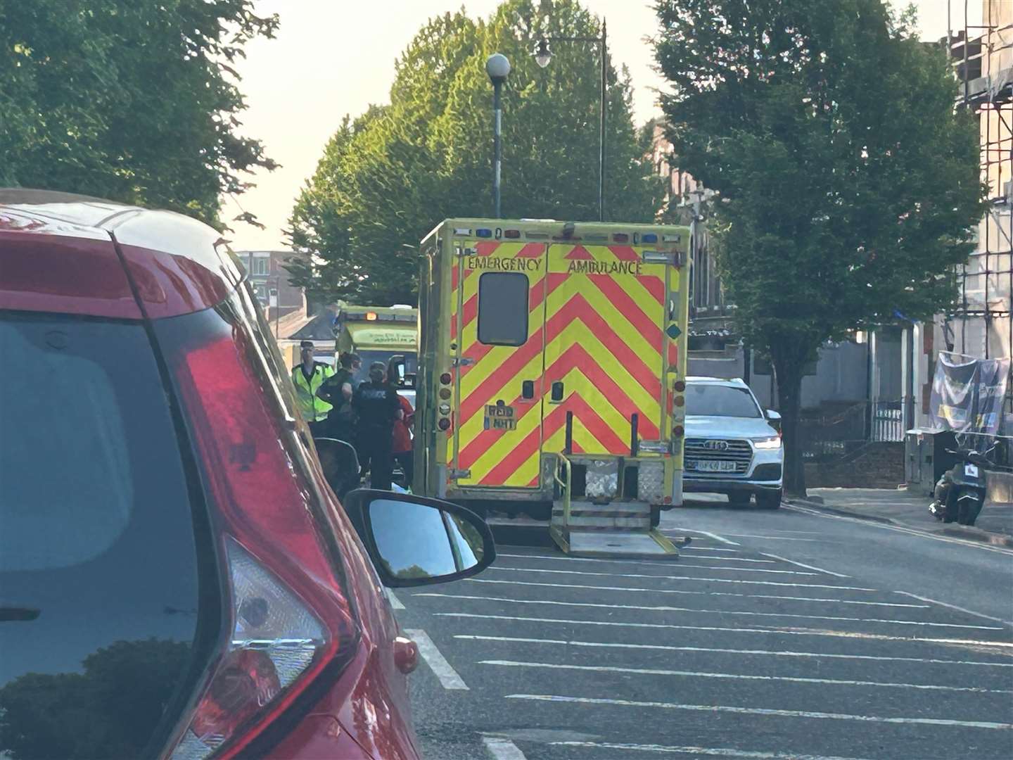 Emergency services were called to New Road, Chatham this evening