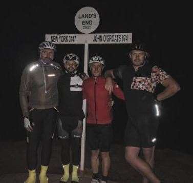 Callum Cadney-Moon (centre left) and friends cycled from Land's End to John O' Groats Pic: theonelifepro on Instagram (54070564)