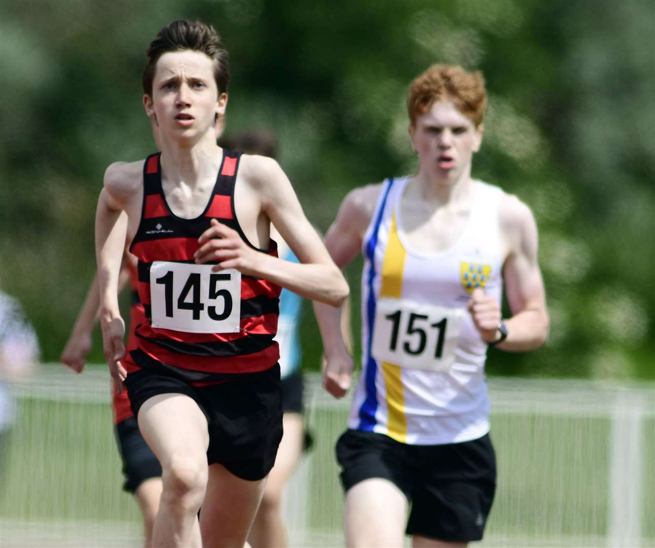 Robin Bebbington (Bromley) and Thomas Mitchell (Sevenoaks) in the 800m Picture: Barry Goodwin
