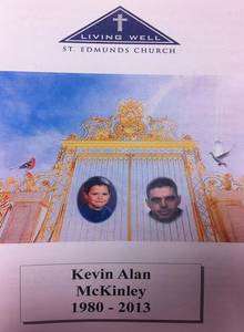 Order of service for funeral of Kevin McKinley, shot dead in Dartford.