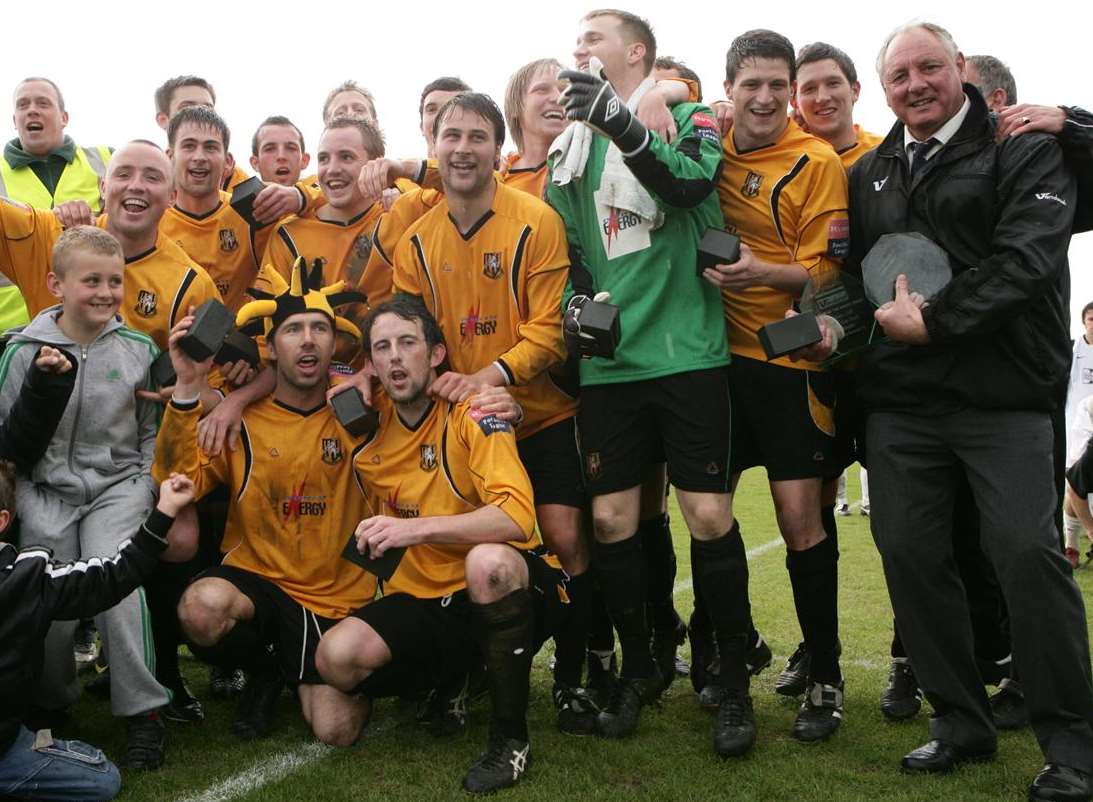 Folkestone Invicta celebrate promotion to the Ryman League Premier Division in 2010 Picture: Martin Apps