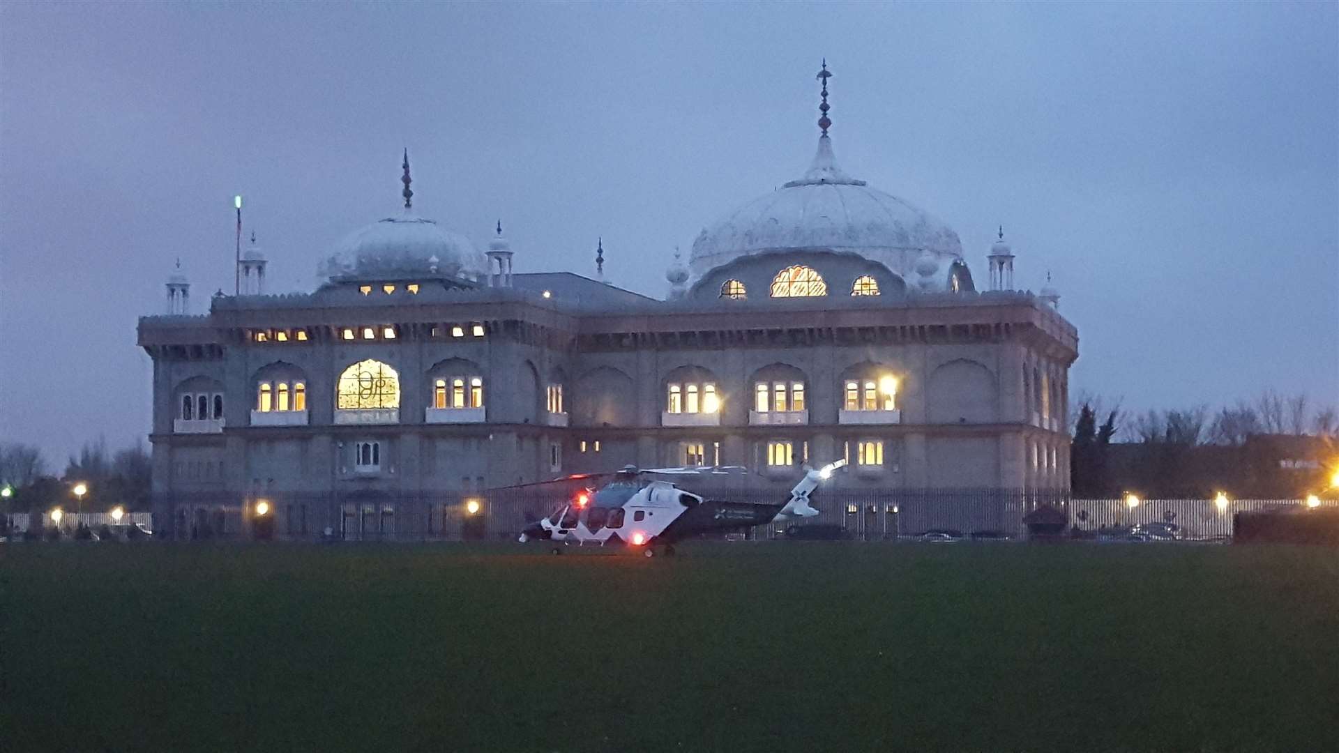 The air ambulance outside the Gurdwara in Gravesend Picture: Jason Arthur