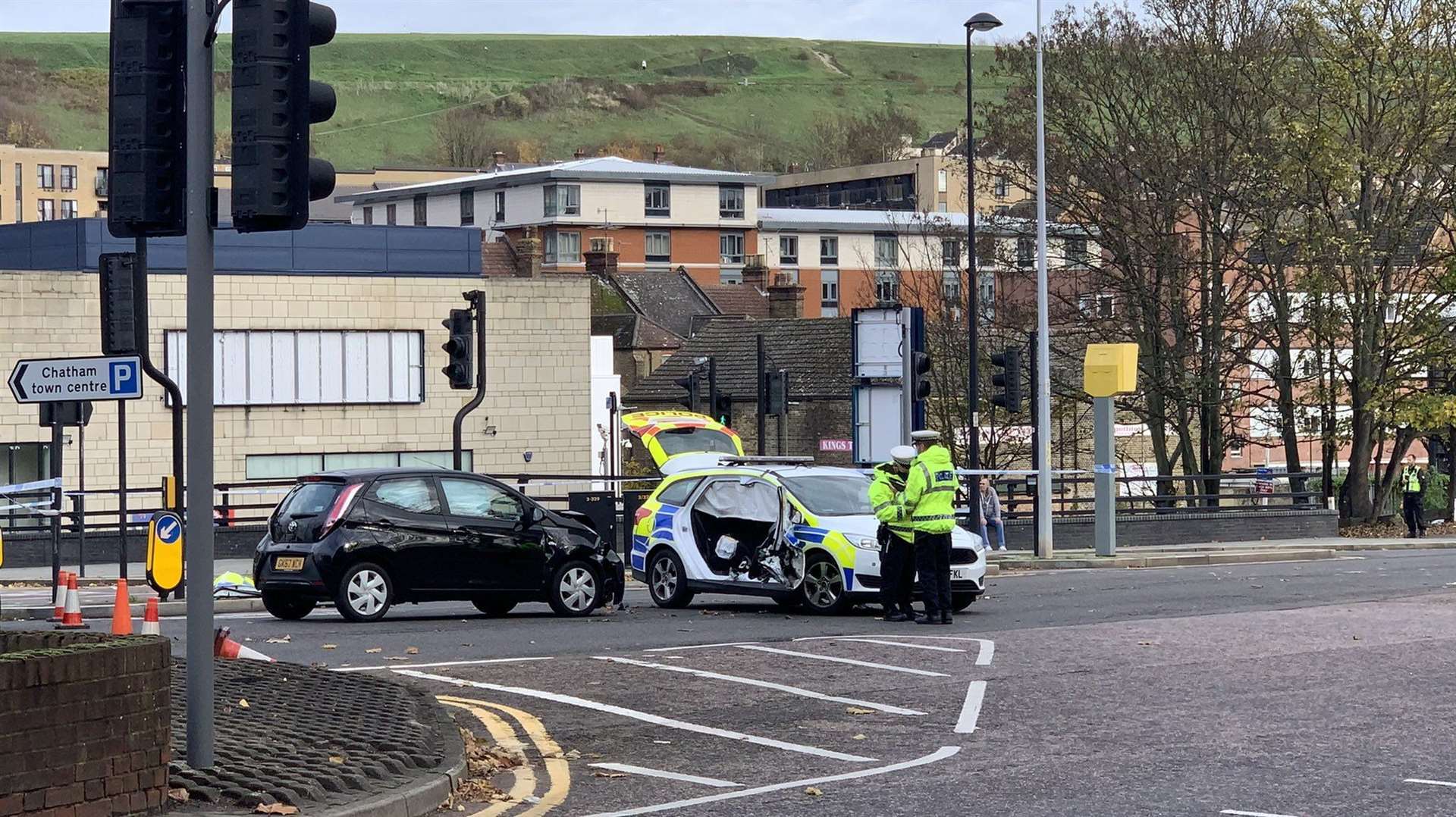 A police car has been involved in a crash with another vehicle in Chatham. Picture: Cllr Siju Adeoye