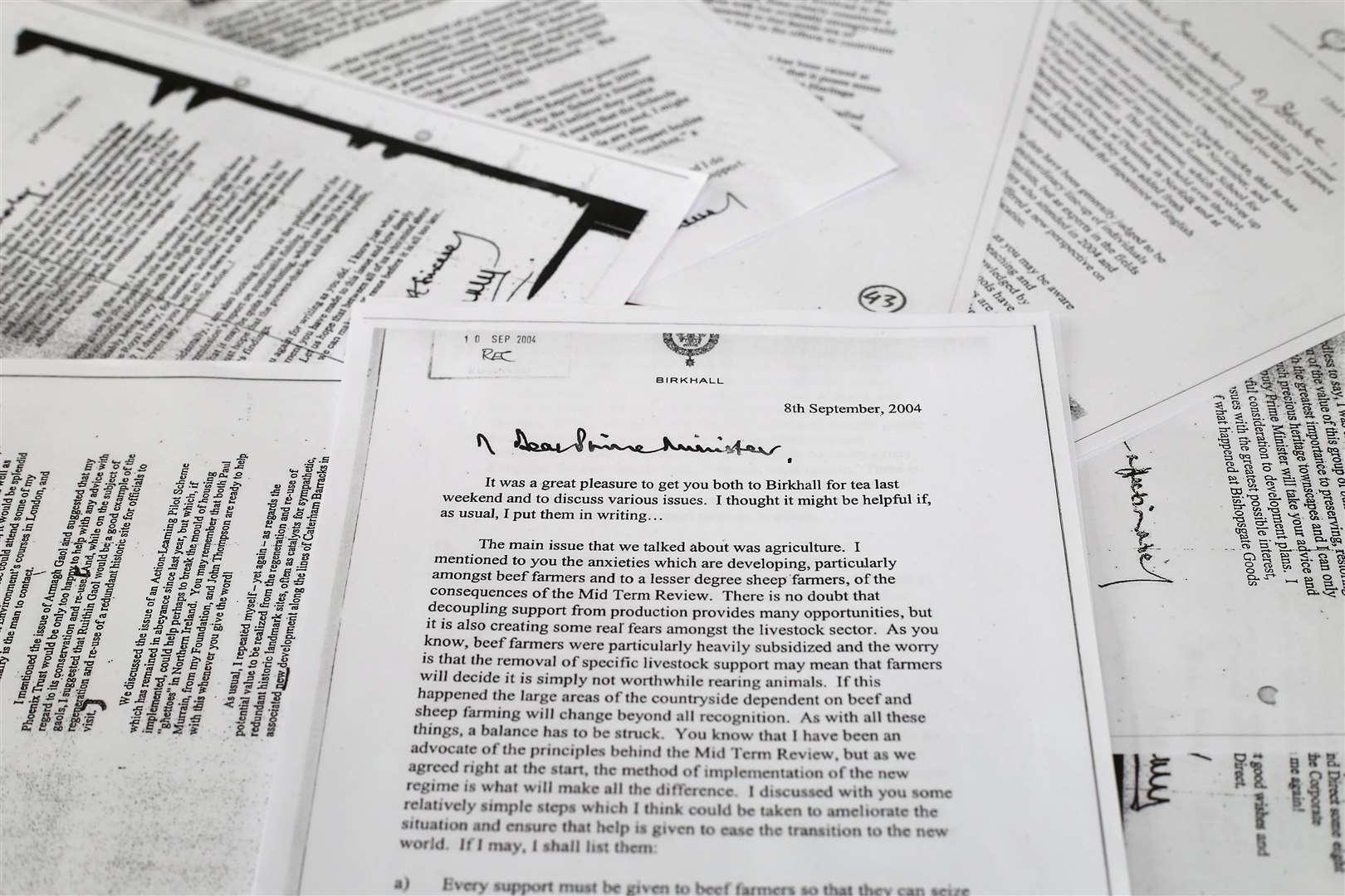 Copies of the previously secret letters written by Charles, including one to then-PM Tony Blair (Philip Toscano/PA)