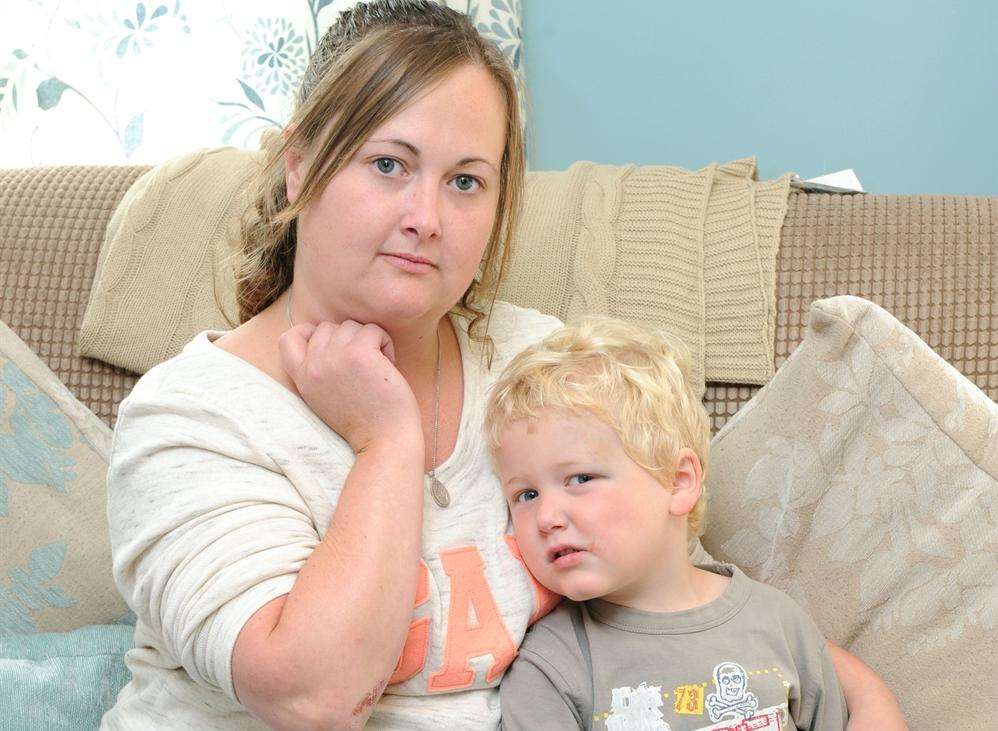 Claire Richards and son Thomas, three, were injured when they fell in the road in Tenterden. Picture: Simon Hildrew