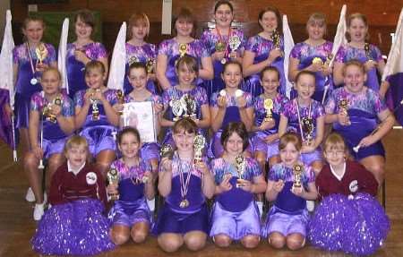The Medway Baton Twirlers with trophies and medals. Picture: ZENA YULL