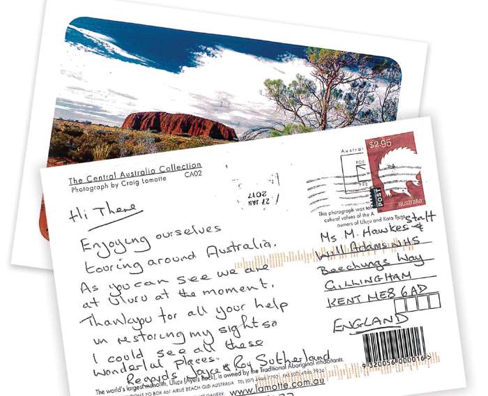 Joyce Sutherland sent the postcard from Australia.