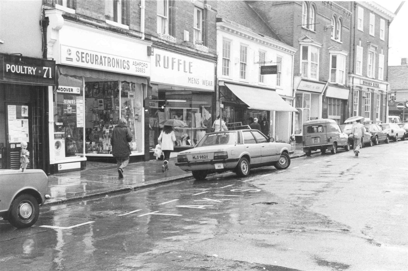 An Arrow Taxi at the former Middle Row taxi rank in July 1983. Picture: 'Images of Ashford' book by Mike Bennett page 90