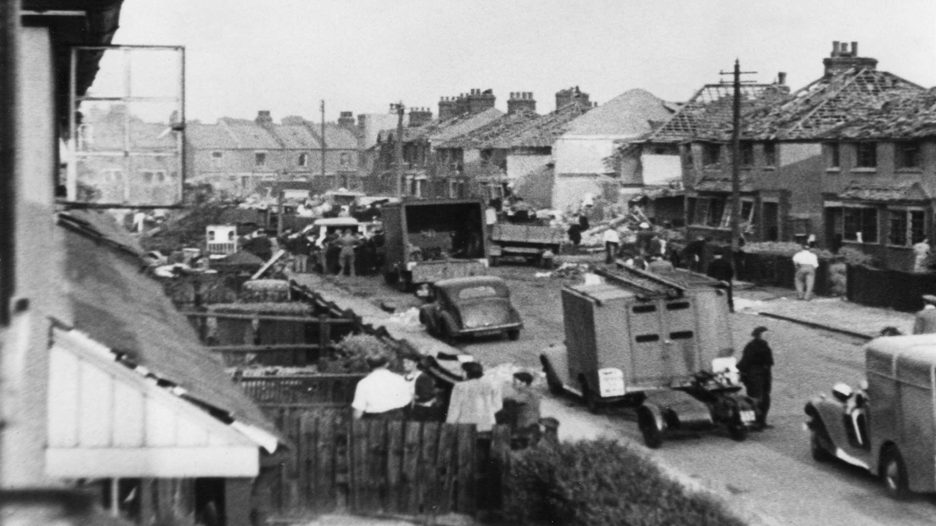 Carrington Road in the aftermath of the Doodlebug bombings
