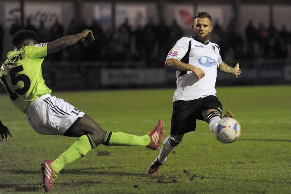 Adam Birchall scored two goals on loan at Dartford Picture: Andy Payton