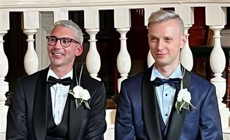 Sergejs Sergejenkovs, right, and Aaron Sergejenkovs got married at the Guildhall Museum in Rochester