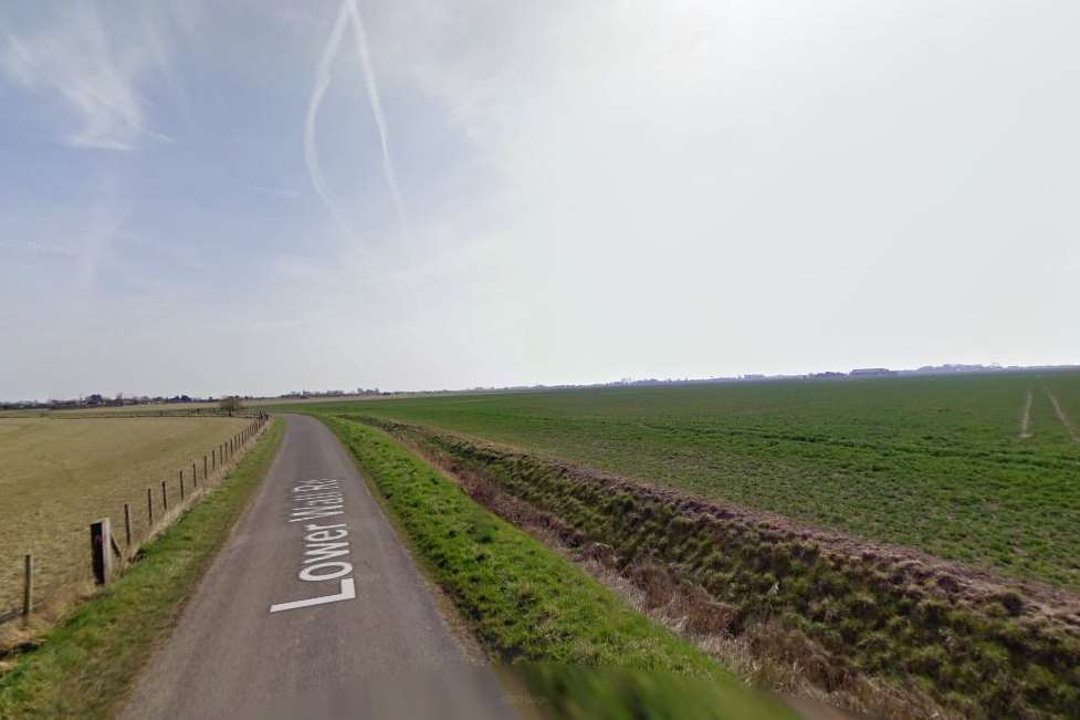 Lower Wall Road in West Hythe where a car ended up in a dyke running along the lane. Picture: Google