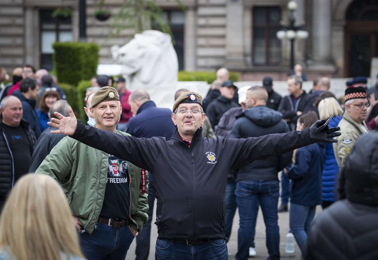 Activists gathered at the Cenotaph in George Square, Glasgow (Jane Barlow/PA)