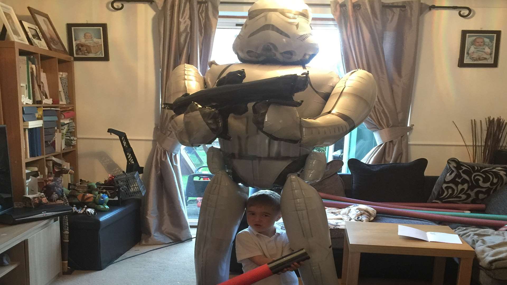 Dylan and his Stormtrooper balloon