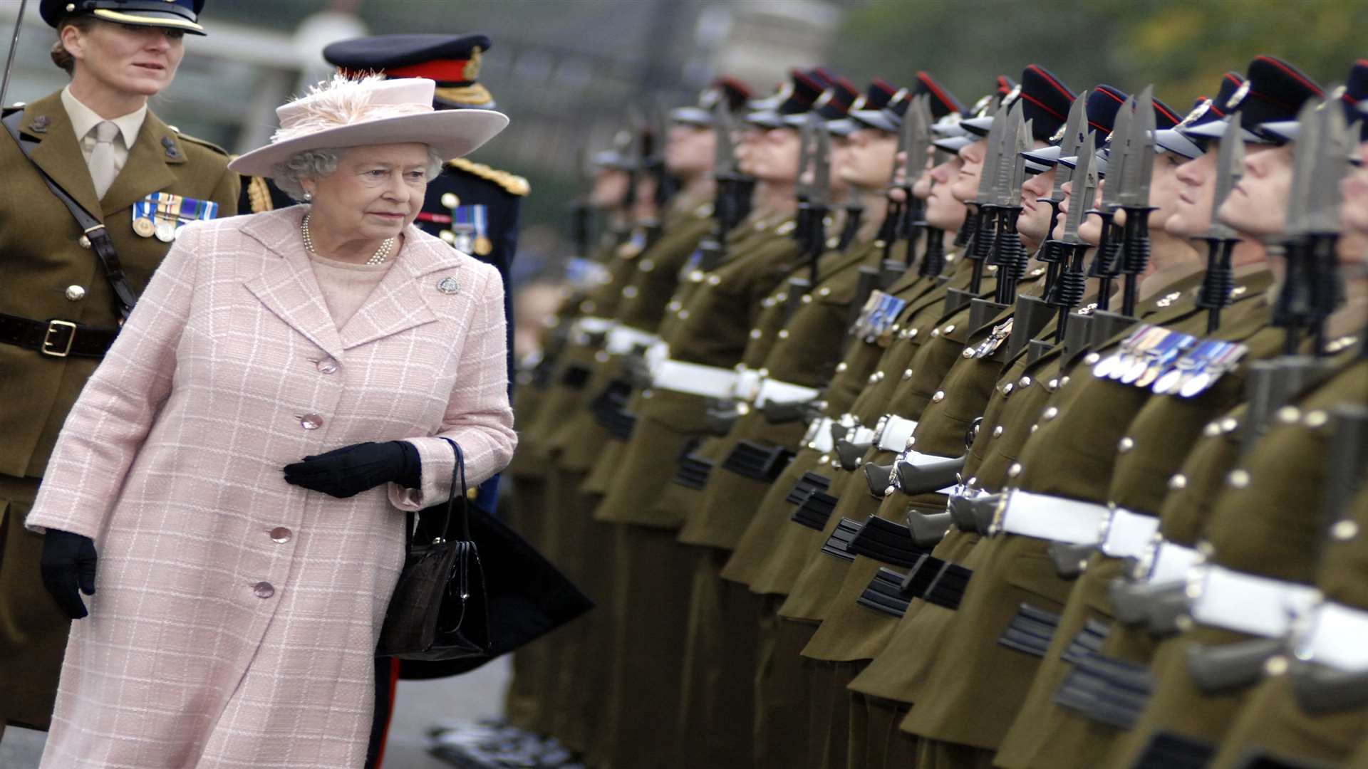 The Queen Visits Brompton Barracks Gillingham to meet the Corps of the Royal Engineers in 2007