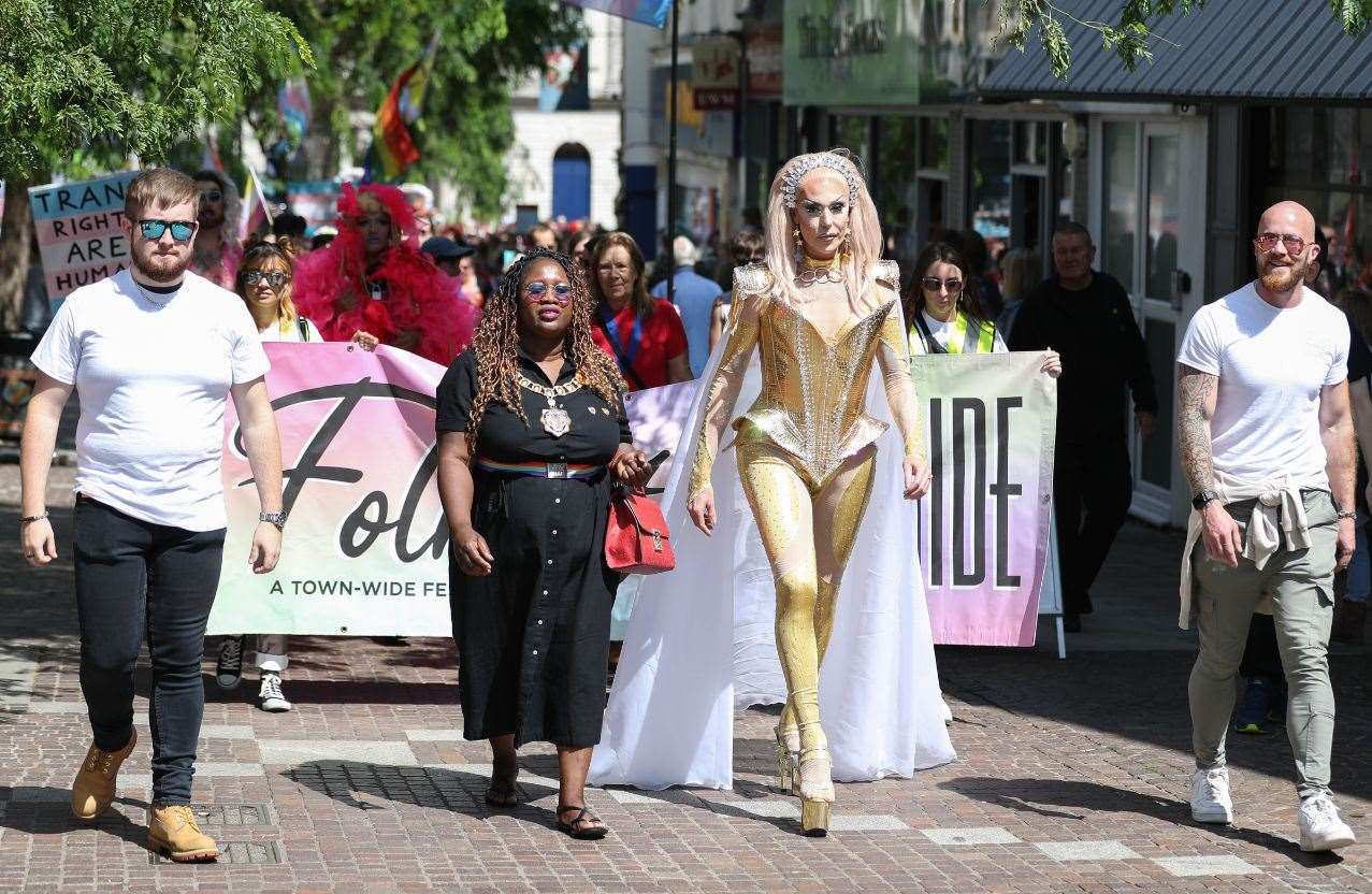 Some of the marchers in this year's Folkestone Pride