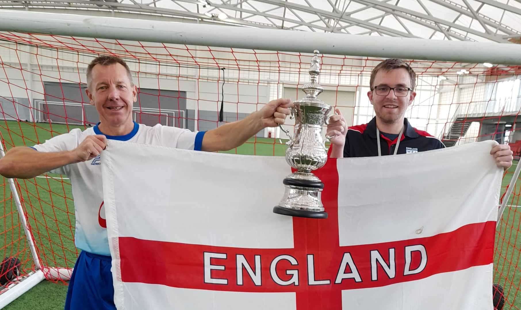 Gary Groom celebrating World Nations Cup glory with son Jack